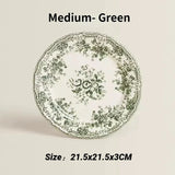 Nordic Flower Pattern Disc Dinner Plate Retro Ceramic Shallow Plate Dessert Plate Dinner Set Plates and Dishes