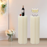 2-Pack Reusable Folding Cardboard Centerpiece Stand Decor | Cylinder Flower Display Column & DIY Plant Holder for Anniversary