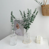 Glass Vase Ins Simple Desktop Decor Bottle Transparent Striped Flower Vases Hydroponic Terrarium Aromatherapy Bottles