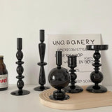 Black Candle Holder Home Decor Candlesticks Living Room Modern Decoration Glass Vase Bookshelf Decor Candle Stick Holder