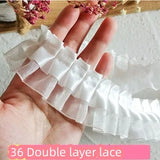 White Lace Lace Ribbons Accessories Lace Trim Handmade DIY Extended Clothes Pleated Sewing Decorative Fabric Skirt Hem Fabric