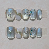 10Pcs Black Handmade Press on Nails Full Cover Glitter Cat Eye Design Short Ballerina Artificial False Nails Manicure Nail Tips