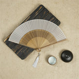 Retro Chinese Style Folding Fan Bamboo Wooden Silk Dance Fan with Tassel Female Wedding Party Performence Hand Held Fan Props