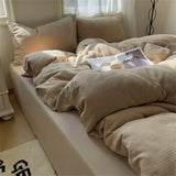 Solid Color Bedding Set Soft Duvet Cover Set With Sheet Bedroom Decor Skin Friendly Single Double Four Piece Set Home Textiles