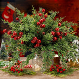 30pcs Christmas Artificial Pine Branches with Red Berries, for DIY Crafts, Wreaths, Home Decor, and Christmas Tree Ornaments