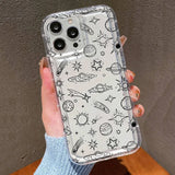 Transparent Silver Star Print Phone Case For iPhone 15 16 Pro Max 11 12 13 14 Mini Funda iPhone 16E 7 8 Plus X XR XS SE2 Cover