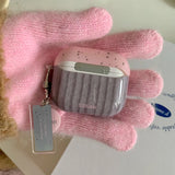 Korea lovely pink wave point cover stripe pattern tpu soft case for apple airpods pro 2 3 4 silicone earphone shell