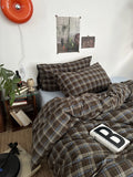 Simple Pure Color Bedding Set 4-Piece Pure Cotton Quilt Coverlet Dormi Bedding 3-Piece Set Color Woven Bedding Linen
