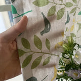 Bird Foliage Imitation Hemp Window Curtain Green Ball Pendant Lace Leaf Pattern Short Curtain Decorate  Living Room Curtain