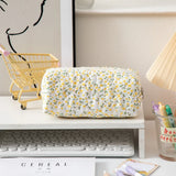 New Polyester Floral Quilted Pen Bag Large Capacity Multifunctional Storage Bag Floral Design Pencil Box School Office