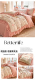 Fashion Flower Bedding Set Bed Sheet Cute Princess AB Double Sided Ruffle Flower Quilt Cover Pillowcase Bedclothes Home Textiles