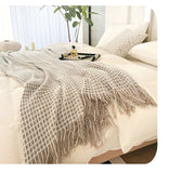Modern Plaid Tassels Bed Flag Bed Tail Scarf  Runner Upscale Household Bedroom Hotel  Flag Bed End Towel  End Blanket