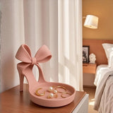 3D Creative Bow High Heel Jewelry Tray, Cute Ring Dish Holder for Desktop Decor Vanity Organizer, Trinket Tray Gift for Women