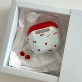 Lovely Red Cherry Bowknot Gloss Pattern Wireless Bluetooth Earphone Case For AirPods Pro 2 4 3 2 1 Soft Shell Funda With Pendant