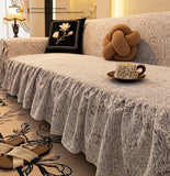 Palace Chenille Sofa Cover with Skirt Edge Luxury Printed Sofa Cushion for All Seasons Elegant All-Cover Dustroof Home Textiles