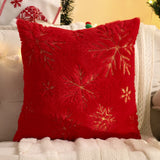 1 PC Christmas Throw Pillow Cover Plush Embroidery Snowflake Christmas Decoration Living Room