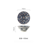 980ml Japanese Ceramic Soup Bowl Retro Ramen Noodle Bowls Large Capacity Bowl Restaurant Household Tableware Kitchen Supplies