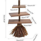 Halloween Cupcake Stand 3-Tier Witch Broom Stick Shape Snack Cake Stand Wooden Halloween Decorations Tray Holiday Party Supplies