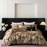 Premium 1000TC Egyptian Cotton Flowers Prints Oil Painting Style Bedding Set Duvet Cover Flat/Fitted Bed Sheet Pillowcases 4Pcs