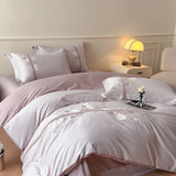 Embroidery Cotton Bedding Set Underwear Duvet Cover Set Bed Linens Solid Color RU SEA EU AU Size