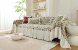 Pastoral Retro Printed Sofa Cover with Skirt All-Inclusive Floral Sofa Towel for Four Seasons Luxury Soft Furniture Protector