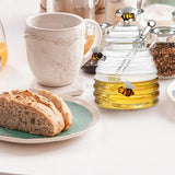 Honey Jars with Dipper 400ML Glass Honey Storage Transparent Food-grade Container with Dipper and Lid for Wedding Favors Baking