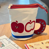 Cute Teacup Shape Pen Bag with Handle Cartoon Pencil Case Large Capacity Pen Holder Students