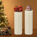 2-Pack Reusable Folding Cardboard Centerpiece Stand Decor | Cylinder Flower Display Column & DIY Plant Holder for Anniversary