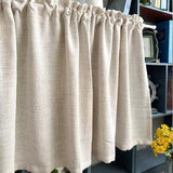 Short Curtains Beige Flax Linen Rustic Farmhouse Ready Made Cabinet Curtain for Cafe Kitchen Window Living Room Home Decor