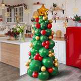 82pcs Christmas latex balloon set gold pentagram balloon accessories, green, red, and gold balloons suitable