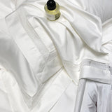 4Pcs Luxury Hollow Lace Wide Edge Solid Color Bedding Set 1000TC Egyptian Cotton Duvet Cover Bed Sheet/Fitted Sheet Pillowcases