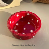 Instagram Style Yogurt Polka Dot Lace Bowl Cute Girlish Heart Breakfast Ceramic Home Oat Bowl