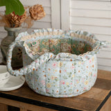 Pastoral Fabric Storage Basket Sundries Toys Cosmetics Storage Basket Home Decoration Cute Floral Underwear Storage Basket