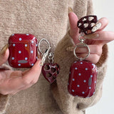 Polka Dot Protecitve Case For AirPods 4 Pro 2 Premium Sleeve Cover For AirPods 3 4th Generation Case with Heart Keychain Pendant