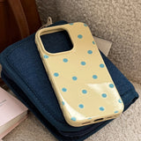 Korean Retro Full Screen Polka Dots Soft Phone Case for iPhone 17 16 15 14 13 12 Pro Max Candy Color Shockproof Protective Cover