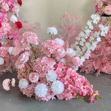 Pink Green Artificial Hydrangea Rose Anthurium Arrangement Wedding Table Centerpiece Floral Runner Party Backdrop Banquet Decor