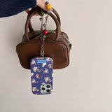 Ins floral cat cute leather cover for iphone 15pro 16Pro 14promax 13promax 14 13 15 16 pro max colorful chain rope phone case