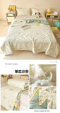 Washed Cotton Printed Summer Quilt Air Conditioner Thin Quilt Machine Washable Lightweight Single Double Bedding Soft Breathable