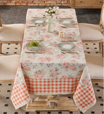Rectangle Waterproof Tablecloth Rose Print Lace Trim Cotton Tablecloth For Outdoor Dining Party Decor Home Decoration