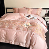 Luxury Chinese Style Jacquard Patchwork Embroidery Bedding Set 100% Cotton Duvet Cover Set Flat/Fitted Bed Sheet Pillowcases