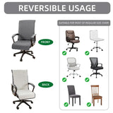 Quilted Office Chair Cover Solid Color Anti-dirty Desk Computer Armchair Chair with Slipcovers Buckle Gaming Seat Cover