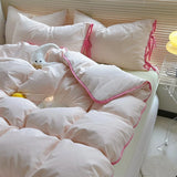 Pure Cotton Four-Piece Bedding Set Iceberry Soft Pastel Pink escent Sle Durable Tead Count 33x72 Bedding Kit