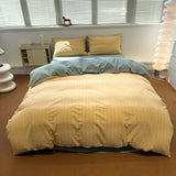 Simple A-Class Pure Cotton Waed Bedding Four-Piece Set Striped Duvet Cover ZD Color Woven Bedding Set for All Seasons