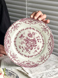 French Retro Rose Ceramic Dining Plate Afternoon Tea Dessert Cake Plate Tableware