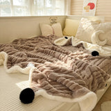 Ikeehome  new small fresh thickened milk fleece four-piece coral fleece winter warm student four-piece set