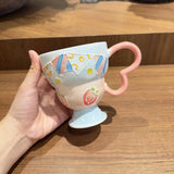 Hand-Painted Underglaze Cerc Mugs Cute Relief Design Birthday Gift for Women Couples Water Cups High Aesthetic Value