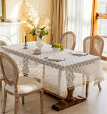 White Lace Tablecloth Rose Tassel Tablecloth Home Tea Table Decoration Suitable For Kitchen Wedding Dining Room