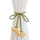 2PCS Fashion Flower Shape Adjustable Curtain Tieback  Window Curtain Buckles Tassels No Punching Curtain Rope Holder Living Room