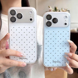 Luxury Polka Dot Candy Color Case for iPhone 17 16 15 Pro Max 14 Wave Point Camera Film Protector Soft TPU Shockproof Cover