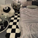 Korean Style Carpet for Living Room Plush Black White Sinple Thick Anti-slip Carpet Ins Style Small Rugs Bedroom Fluffy Foot Mat